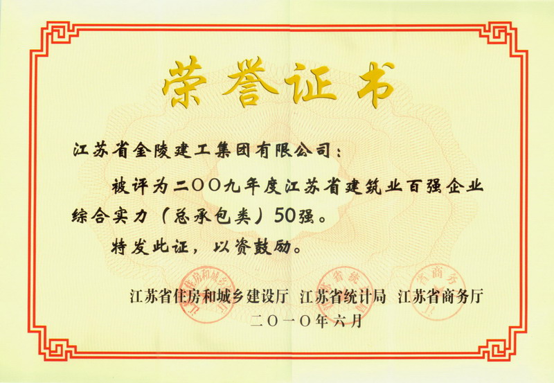 熱烈慶祝我公司榮獲江蘇省建筑業(yè)50強